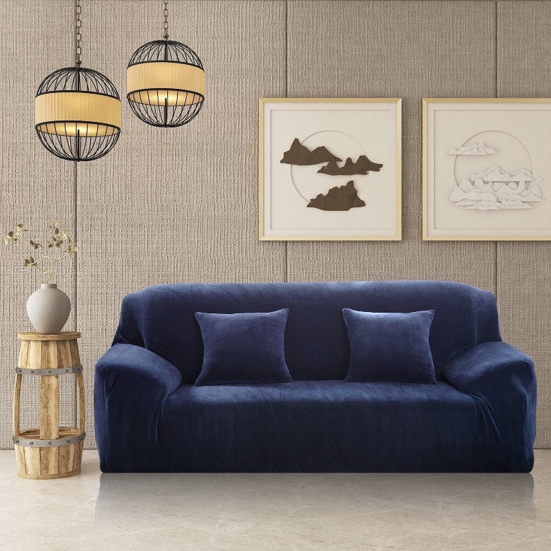 TEMU Solid Color Red, Blue, And Brown Minimalist Style Sofa Of Thick, High-elastic Velvet Fabric, Suitable For L-shaped Sofas, For 1 To 4 - Polyester