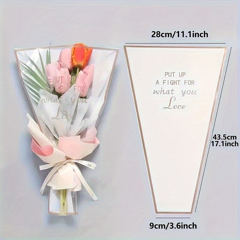TEMU 10pcs Themed Plastic Flower Wrapping Bags, No Accessories — Elegant White, Red, Black Bouquet Sleeves, Suitable For Mother's Day, Valentine's