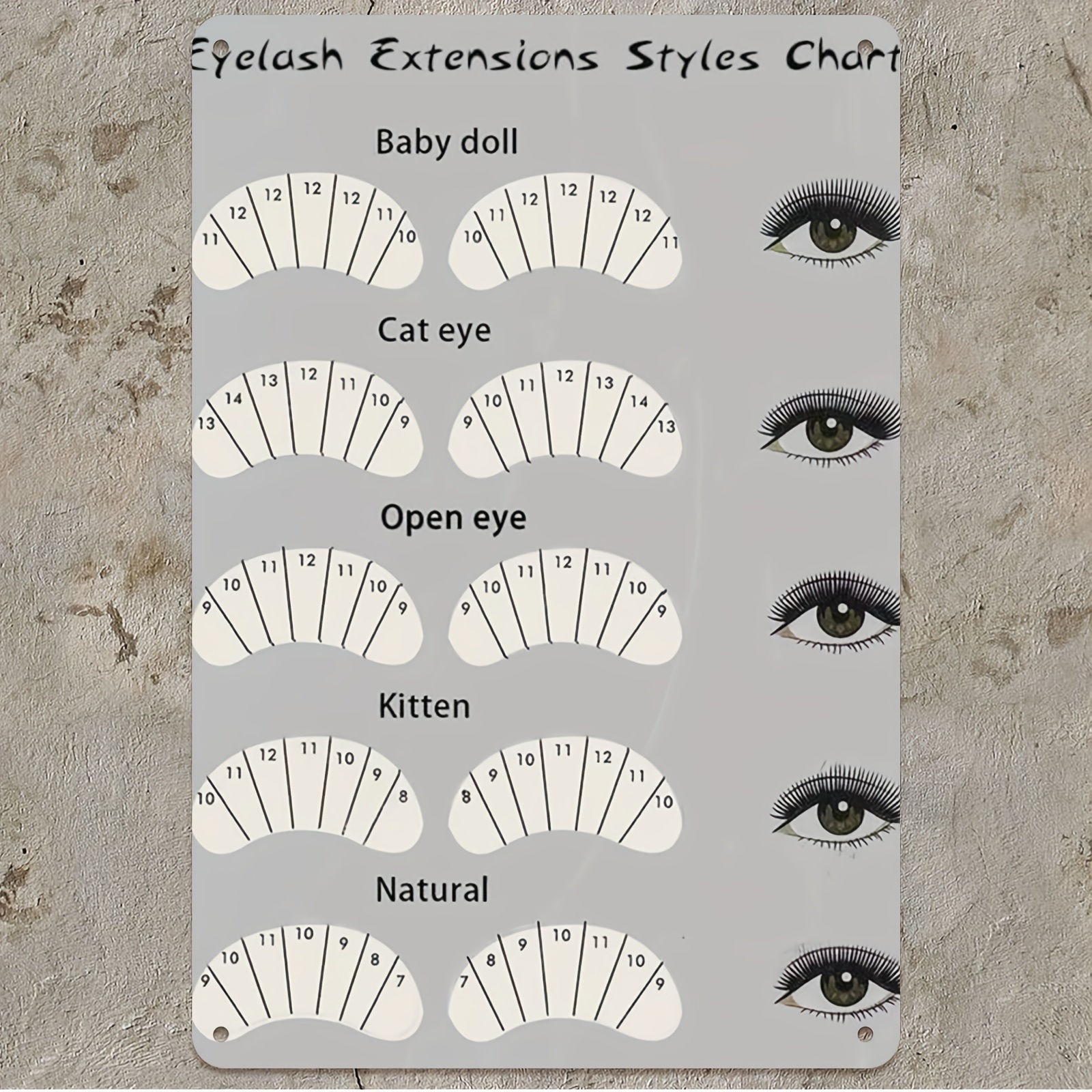 TEMU 2d Flat, Single Piece, Eyelash Extension Reference Chart - Lash Lengths 5-20d Scale (doll Appearance) - Wall Decoration For Beauty Salons &