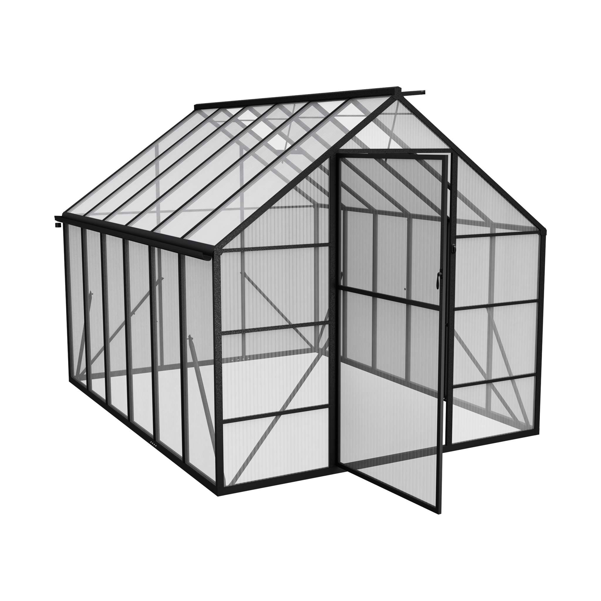 Image of Greenhouse Garden Aluminum Frame Greenhouse With Ground Anchor, 580g 4mm Pc Sheet, Tomato Greenhouse Planting Cold And Uv Protection