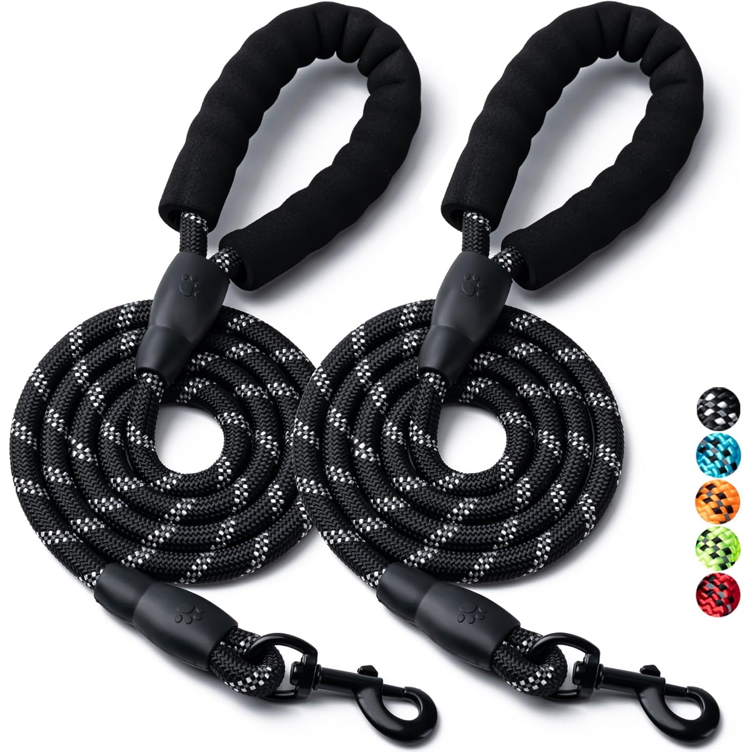 TEMU 2 Pack Heavy Duty Nylon Rope Dog Leash | Comfortable Padded Handle, Reflective, For Small, Medium, And Large Dogs