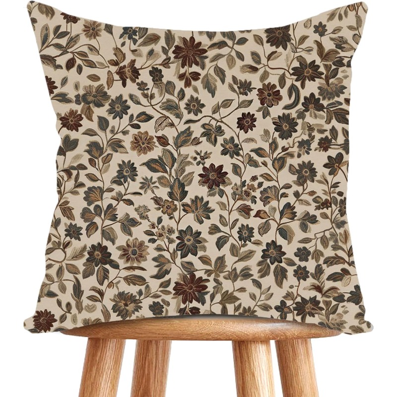TEMU 1 Coussin Décoratif Vintage Floral - Coussin de Américain pour Baie Vitrée, Canapé de Salon, Tête de Lit et Support Lombaire de Chaise de Bureau