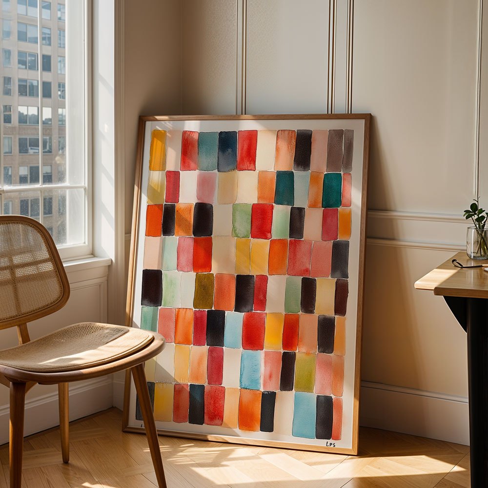 TEMU 2d Flat, Abstract Colorful Squares Posters Geometric Pattern Canvas Prints Modern Art Wall Decor Canvas Art Print For Living Room Bedroom Office