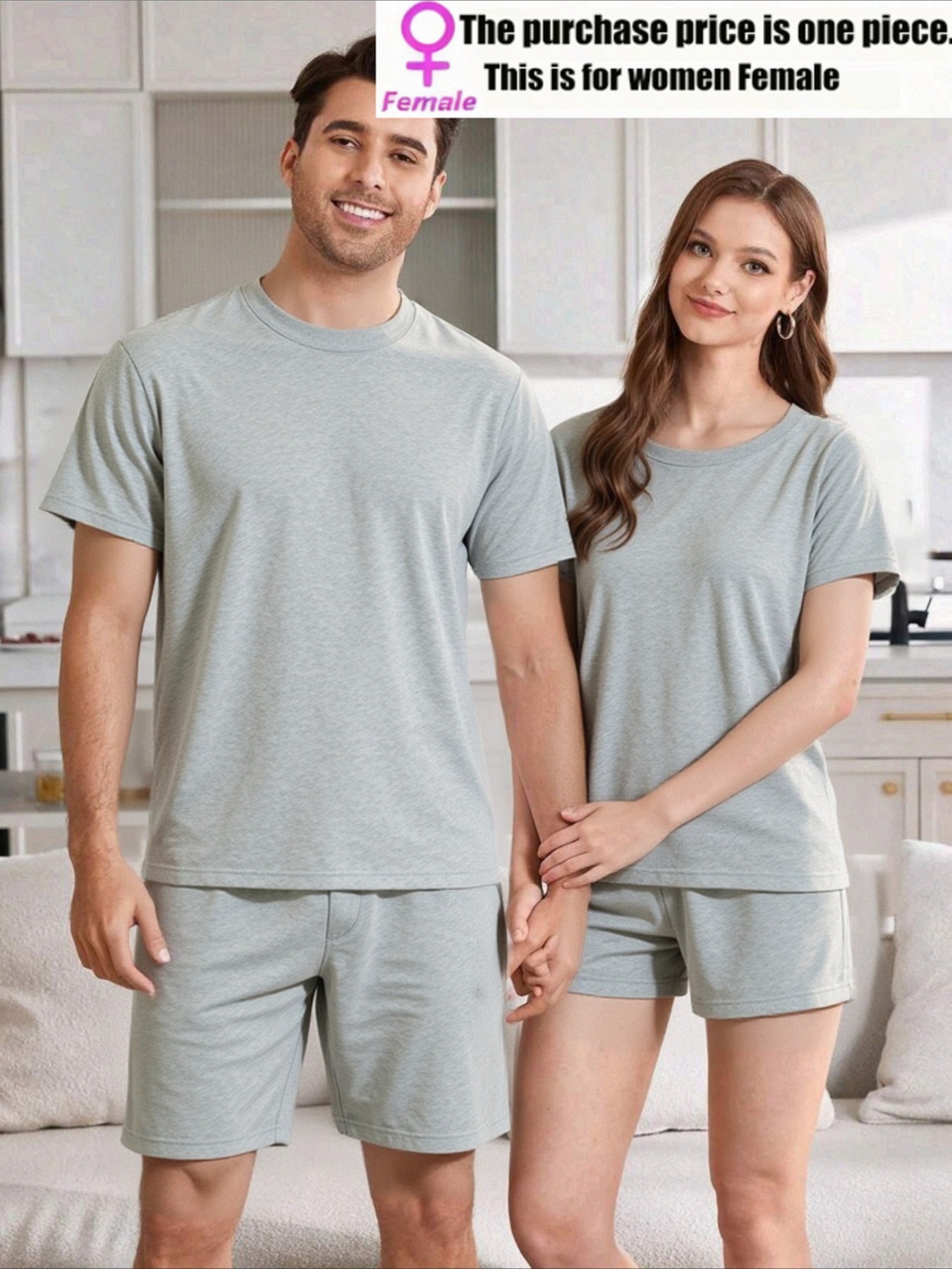 [MEN/WOMEN] Couple's Style Valentine's Day Casual Pajama Set, Comfortable Crew Neck Design, Four Seasons Style, Men's One Short-Sleeve Top and One Pair of Shorts or Women's One Short-Sleeve Top and One Pair of Shorts Loungewear