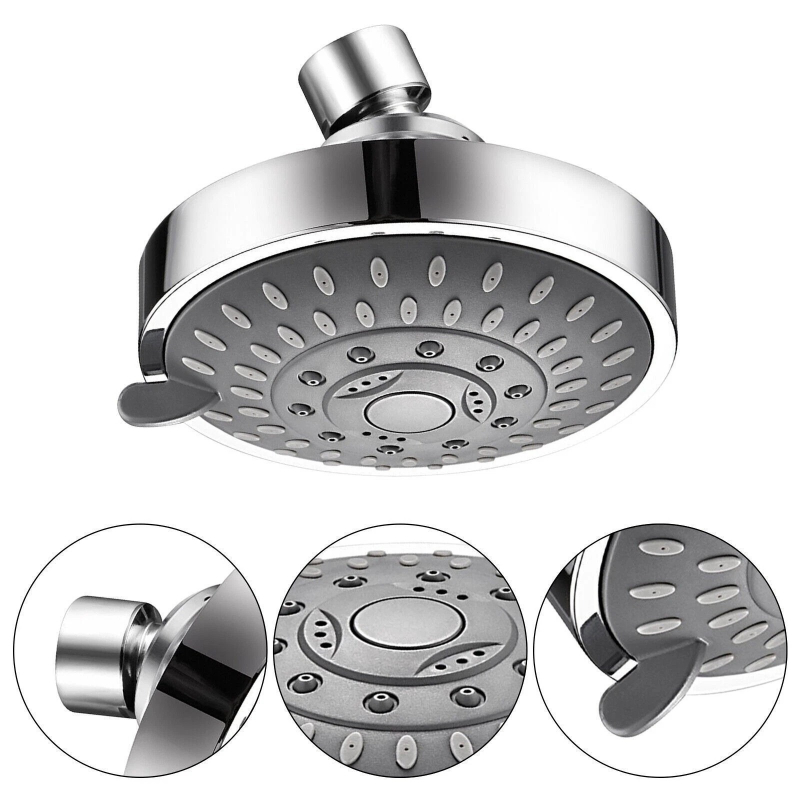 Adjustable 5-Setting Round Chrome Shower Head