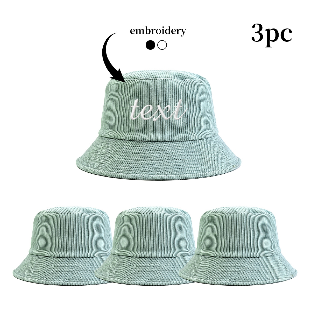 TEMU Customizable Embroidered Corduroy Double-sided Fisherman Hat, Solid Color, Easy And Casual Hat, Suitable For Daily Commuting