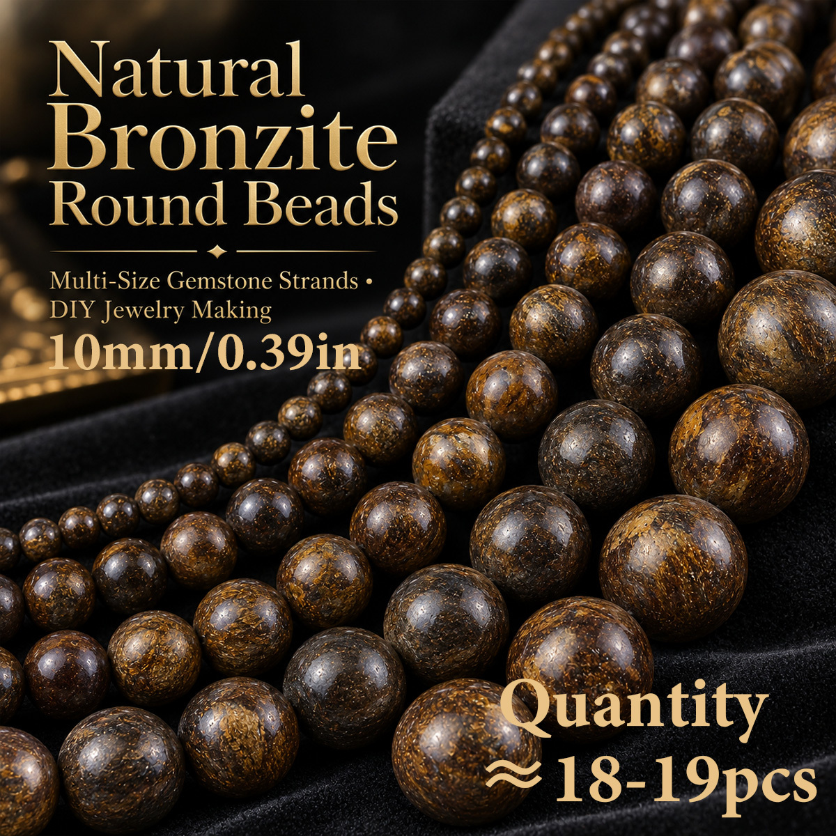 Natural Bronze-Gray Stone Round Loose Beads for DIY