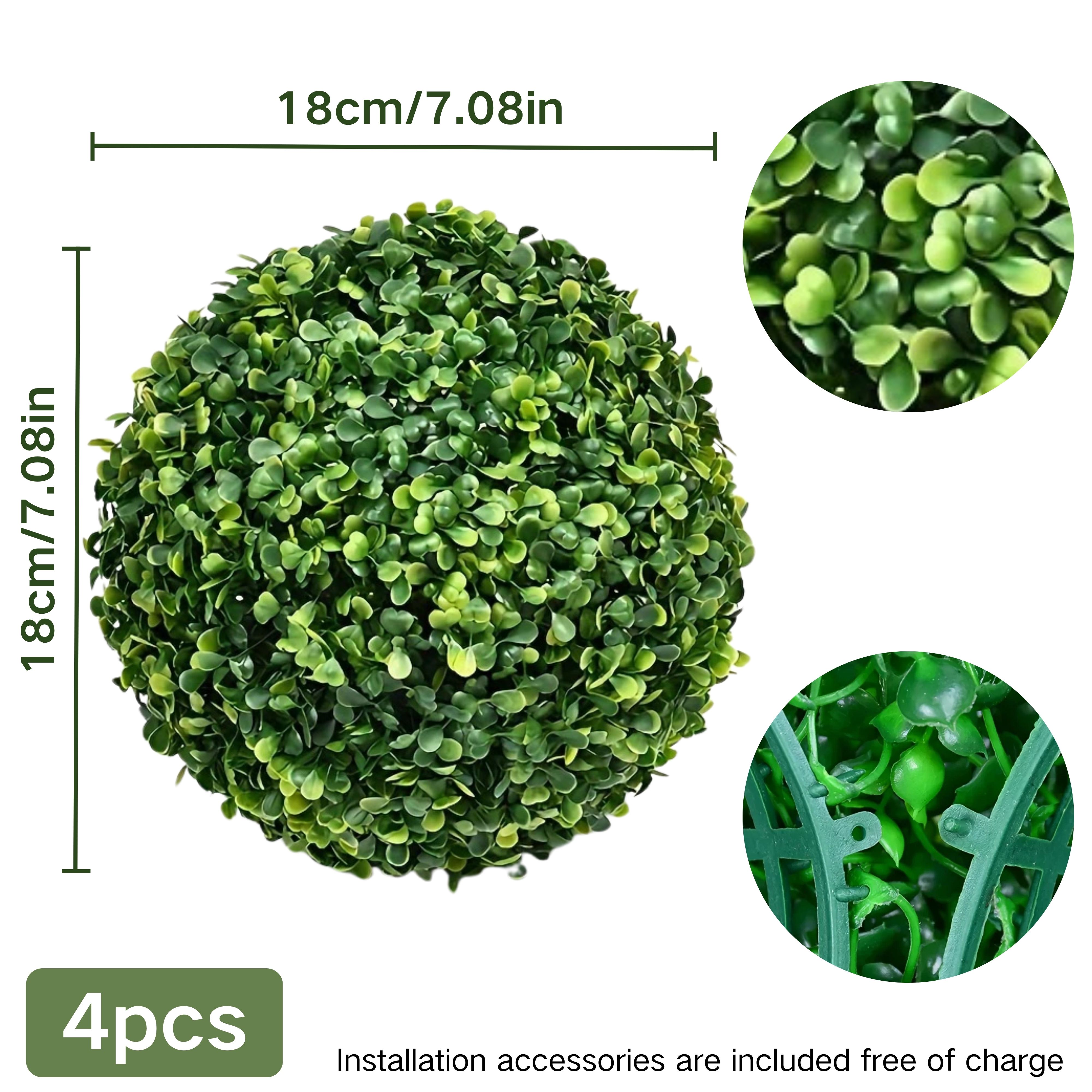 TEMU 4pcs Spherical Green Decorative Plants, 7-11 Inch Multiple Models, Suitable For Home, , Party Decoration, Grass Balls Hanging Decorative Plant