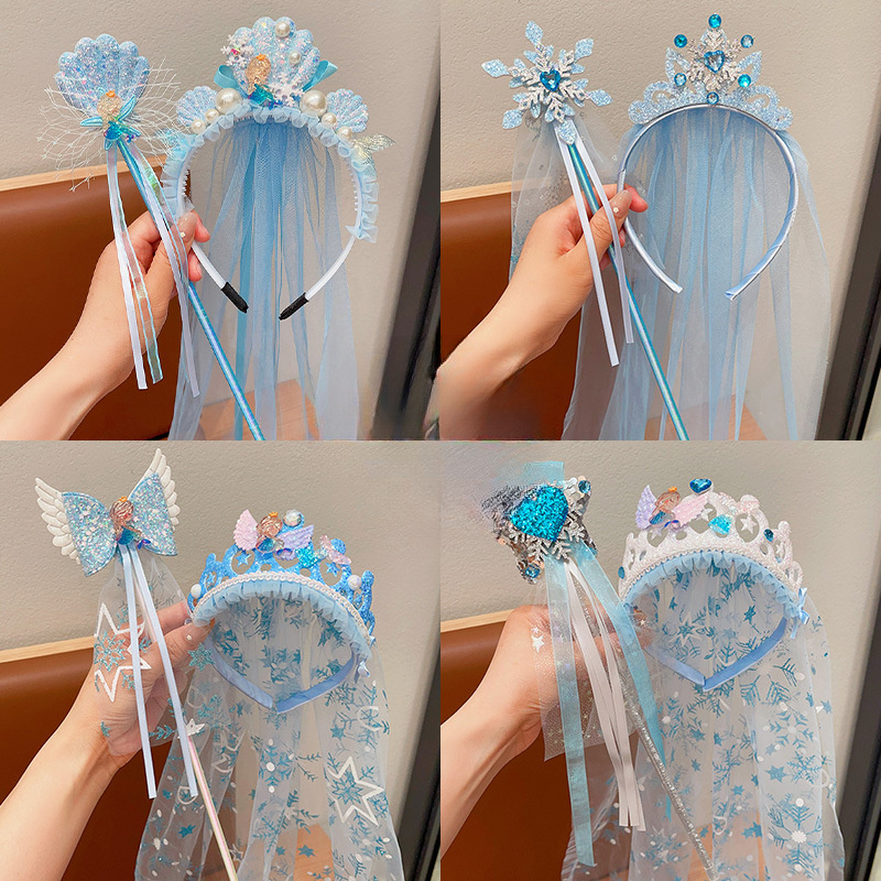 

Two-piece Crown Hair Band Ice And Snow Headgear Birthday Girl Hairpin Headband Hair Accessories