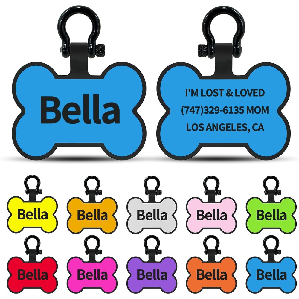 TEMU Personalized Silicone Pet Id Tag For Dogs Cats Double Sided Custom Name Phone Bone Shaped Tag Small Medium Pets Silent Daily Use Cute Fashion