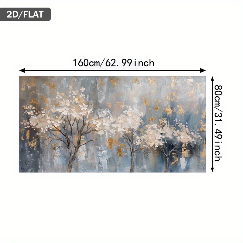 TEMU 2d Flat, 2d Flat 1pc 31.49*62.99in/80*160cm Modern Abstract Frameless Spring Blossoms In Pastel Tones Print Art Wall Art Canvas Painting Art For