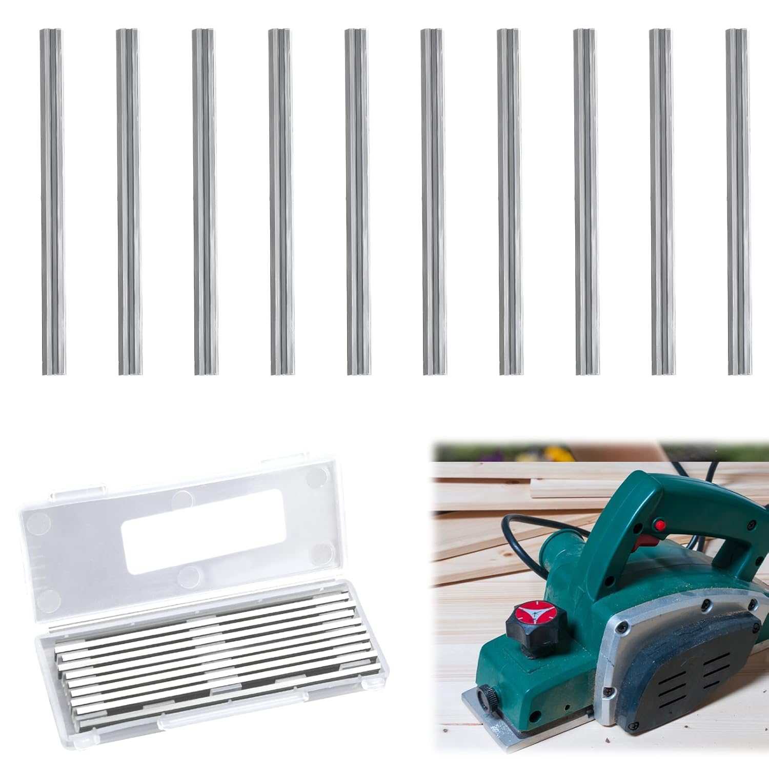Reversible Electric Planer , 10pcs 82mm Hss Carbide Planer Knives With 2 Precision Ground Woodworking Machinery Part Replacements