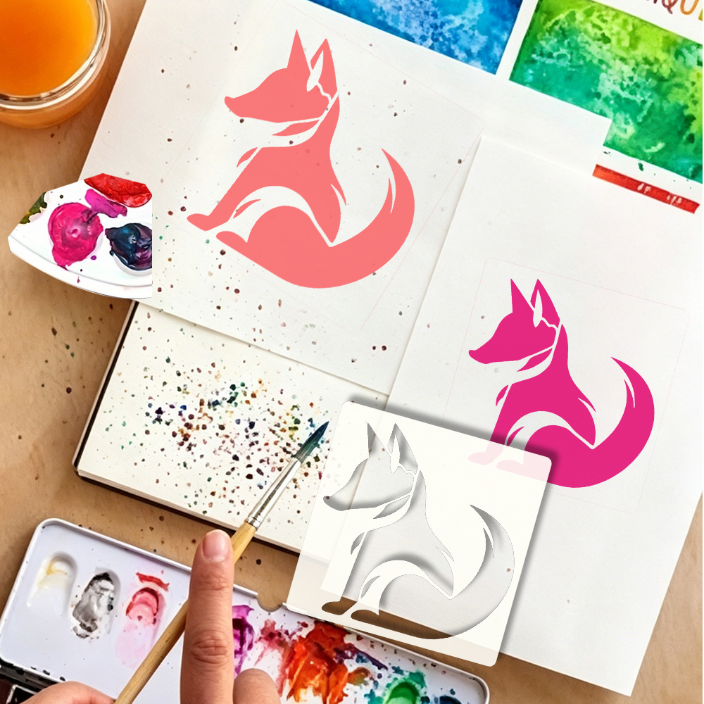 Minimalist Fox Outline Template for Crafting