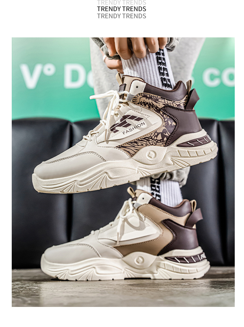 Zapatillas Casuales de Caña Alta para Hombre - Ligeras, Cómodas, Antideslizantes, Ideales para Correr con Forro de Tela Transpirable, Suela de Goma Duradera y Diseño Marrón/Elegante para Gimnasio, Entrenamiento y Actividades al Aire Libre, Zapatos de Gimnasio