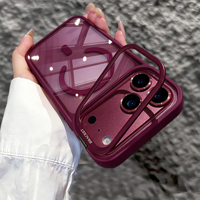 TEMU Phone Case - Magnetic Clear Phone Case For Iphone 18 Pro Max 17 Pro Max Air 16 15 14 13 Pro Max Transparent Camera Kickstand Protective Stand