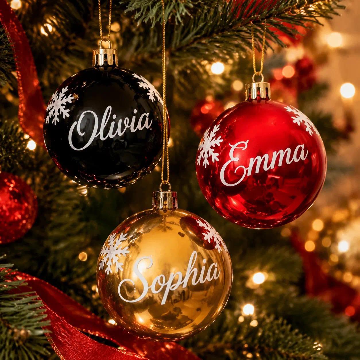 TEMU 2026 Personalized Custom Name Christmas Ornament, Snowflake Printed Christmas Decorative Ball, Customizable Hanging Christmas Tree Ornament,