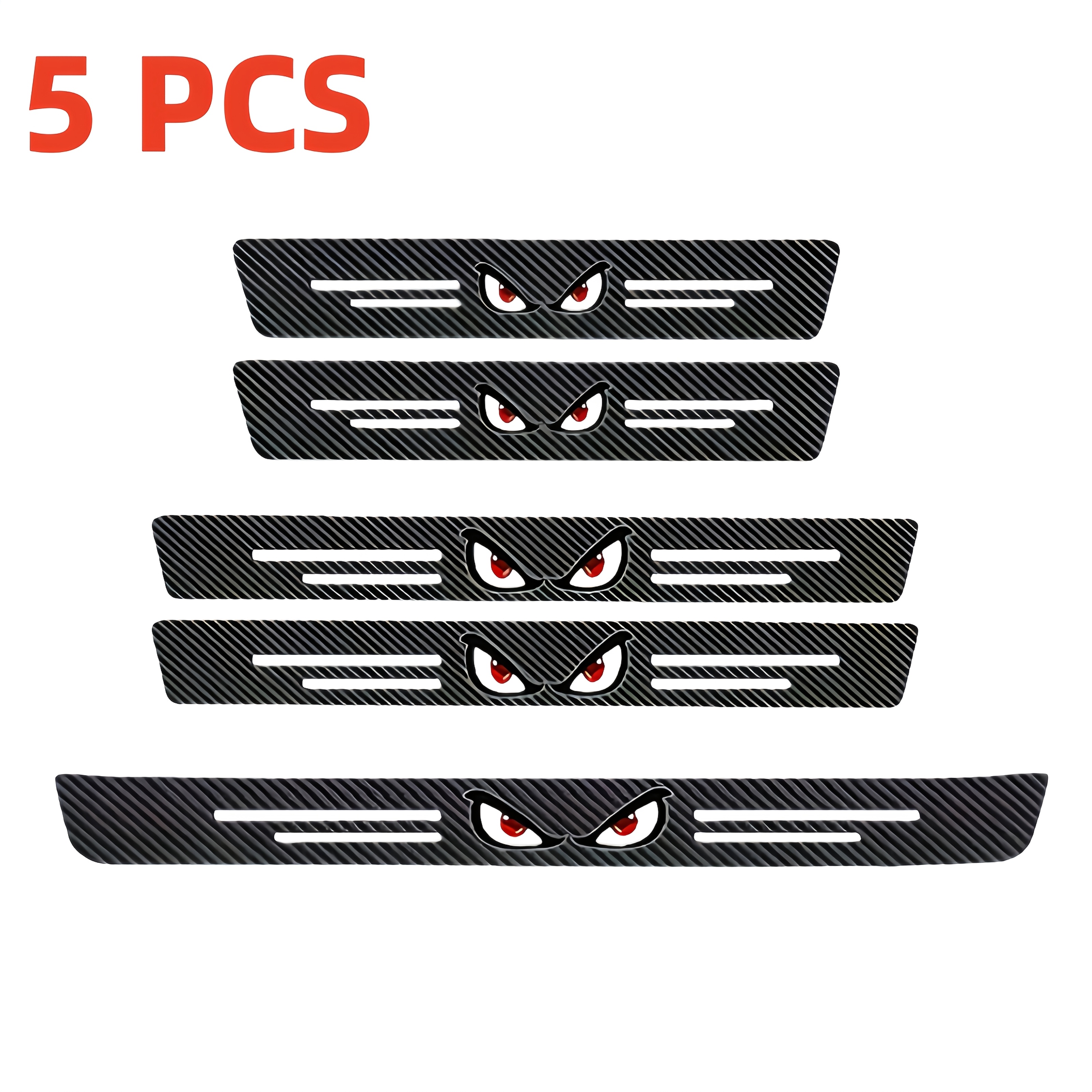 Image of Five-pack "serious Eyes" Car Door Sill Protector- Anti-slip Wear-resistant Plastic Door , Design, Suitable For All Car Models, Unique Pattern, , Must-have For Car Enthusiasts