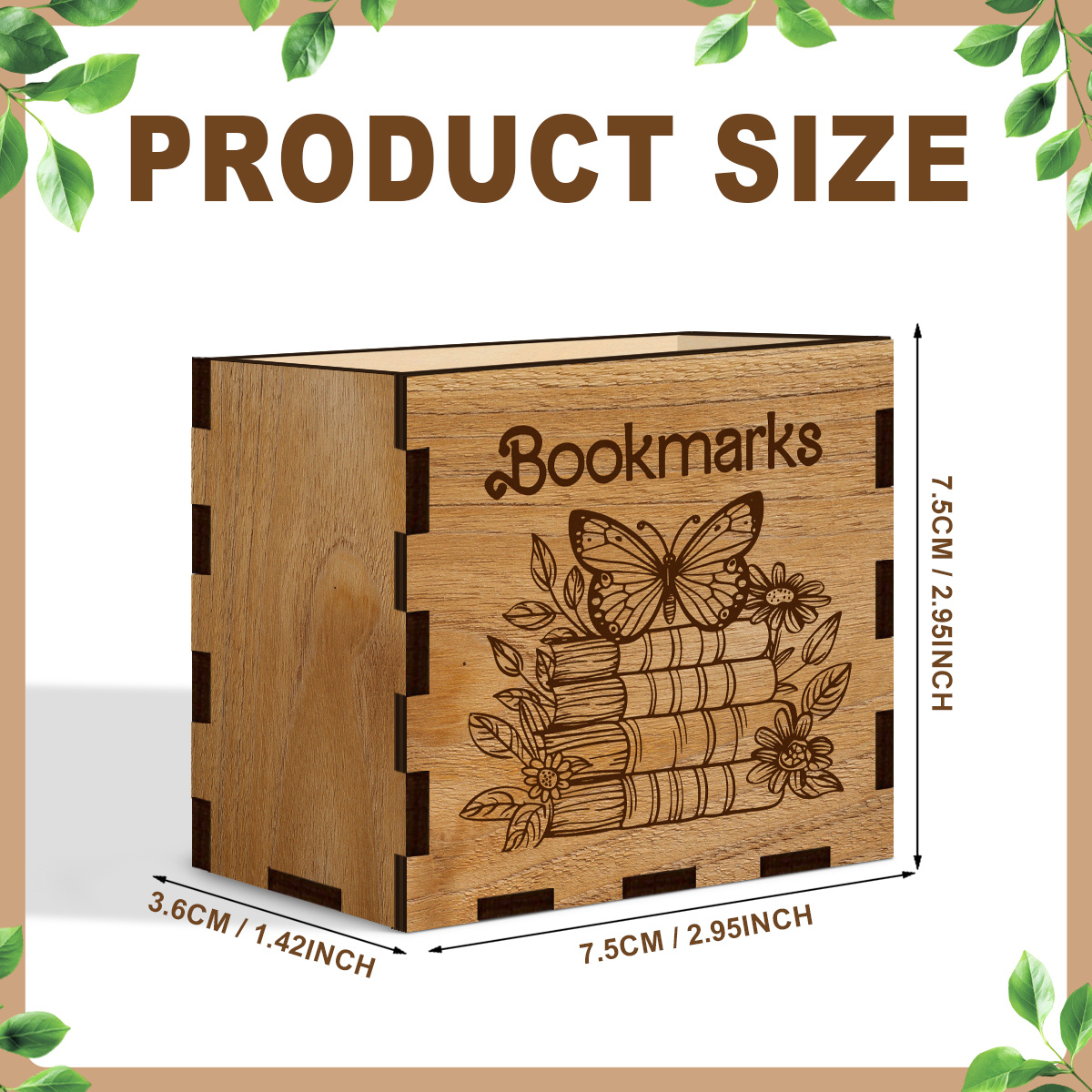 TEMU 2d Flat | Classic Wooden Storage Box, Organizing Bookmarks And Trinkets, Multifunctional Home Organizer, Ideal Gift For Book Lovers