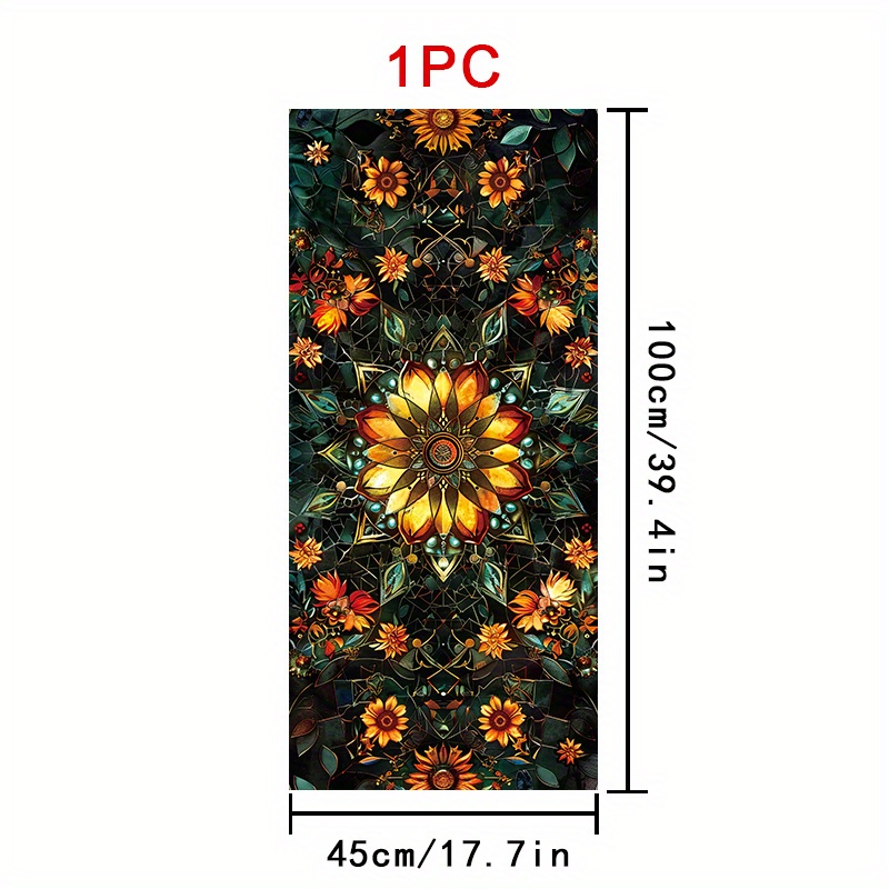 TEMU 1pc Film PVC pour Fenêtre - Décoration Intimité à Effet avec Motif Floral , Colle , Autocollant Résistant à la Chaleur pour Maison, Salle de