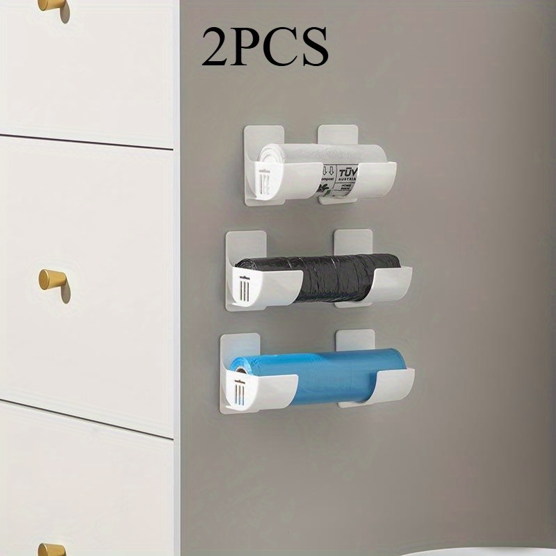 2pcs plastic storage brackets for refrigerator side open storage rack for wrap and garbage bags details 0