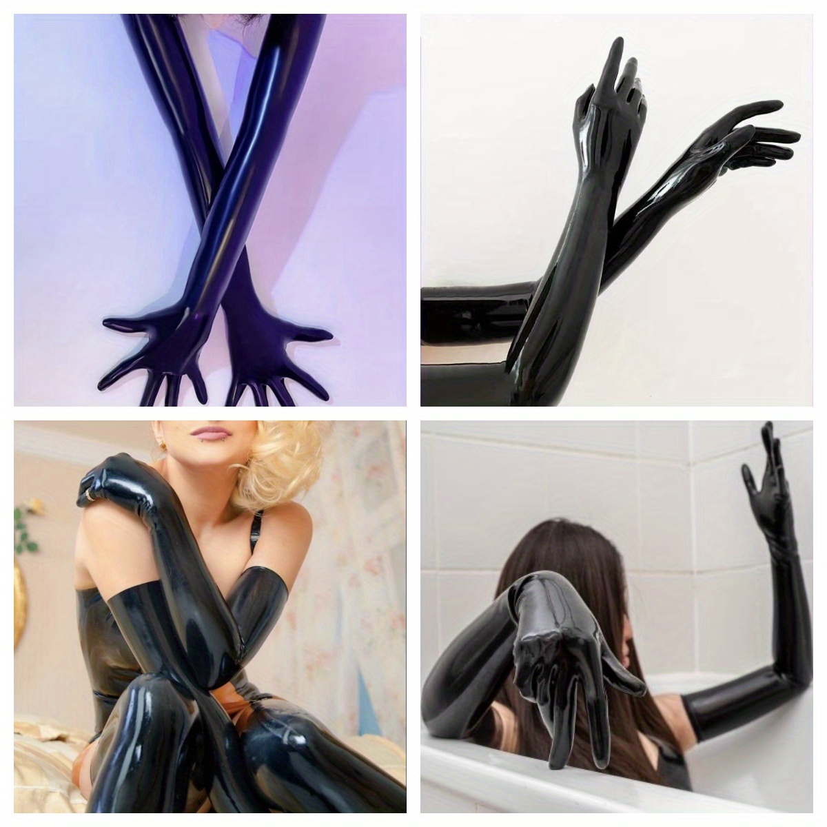 long black malaysian latex   gloves full finger soft non woven fashionable for halloween mardi gras christmas stylish latex gloves 0