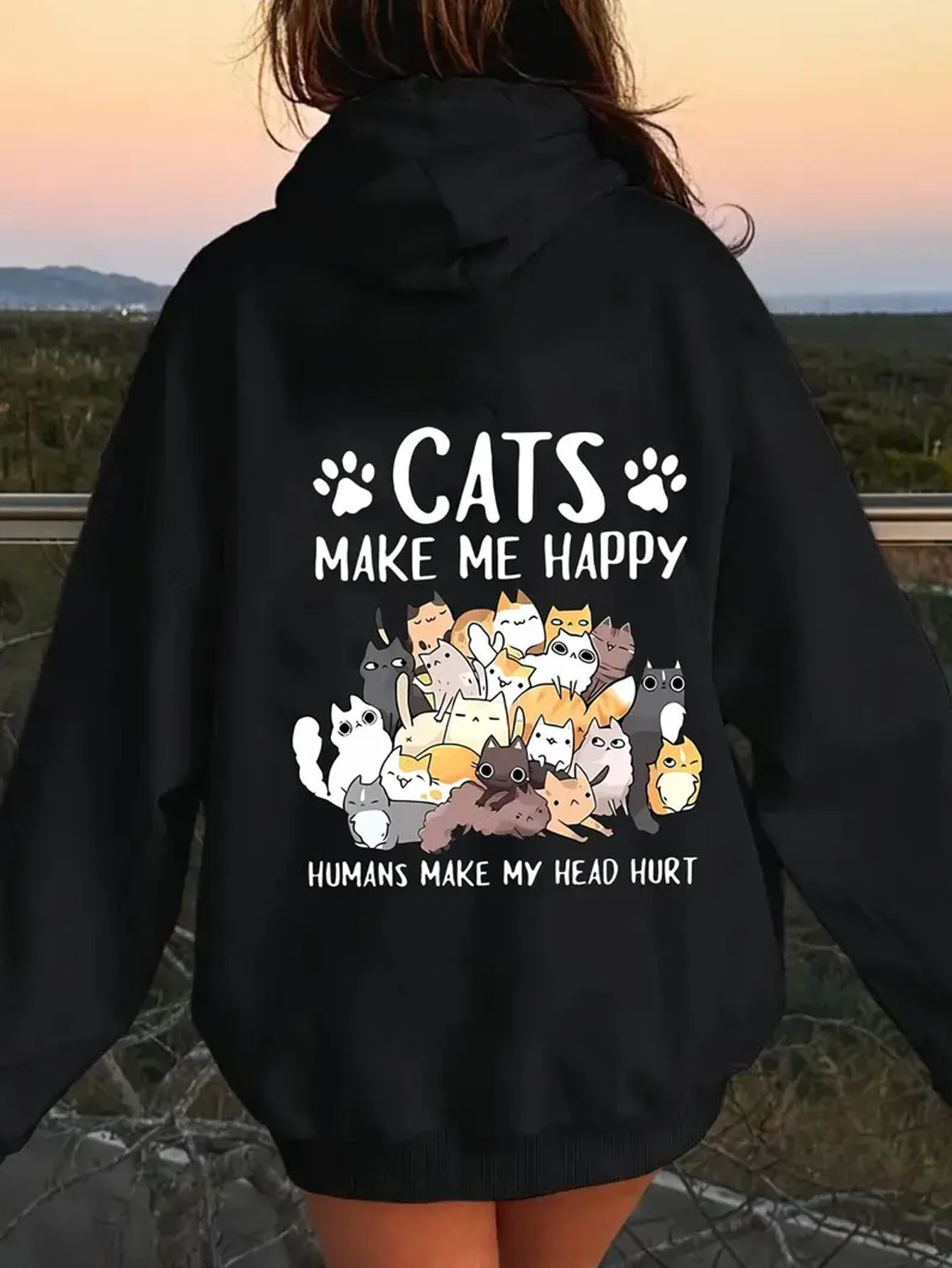 moletom feminino aconchegante com estampa de gato 