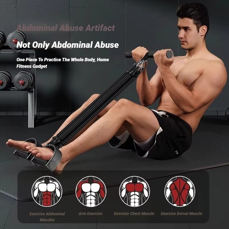 Adjustable Tension Bands for Back, Abdomen & Abs - Multi-Functional Home Gym Equipment for Men & Women, Stackable Design, Black, Strength Training, Durable Construction