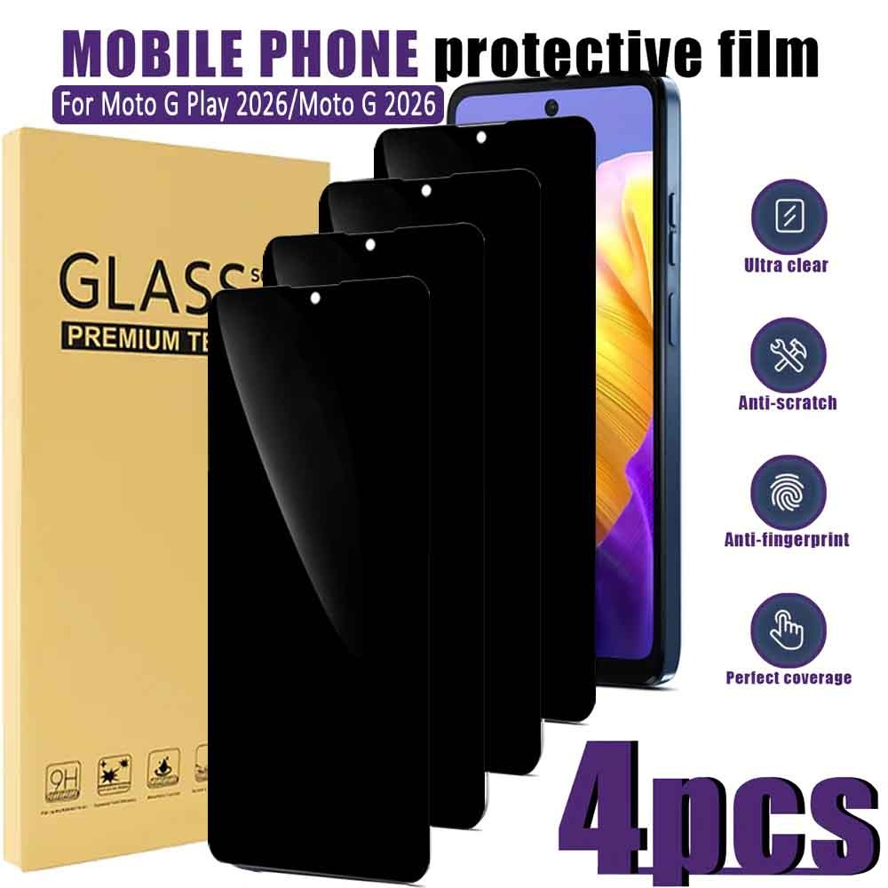 TEMU 4 Pack For Motorola Moto G Play 2026/ Moto G 2026 Privacy Screen Protector, Tempered Glass Anti Spy [] Full Coverage 9h Film For Motorola Moto G