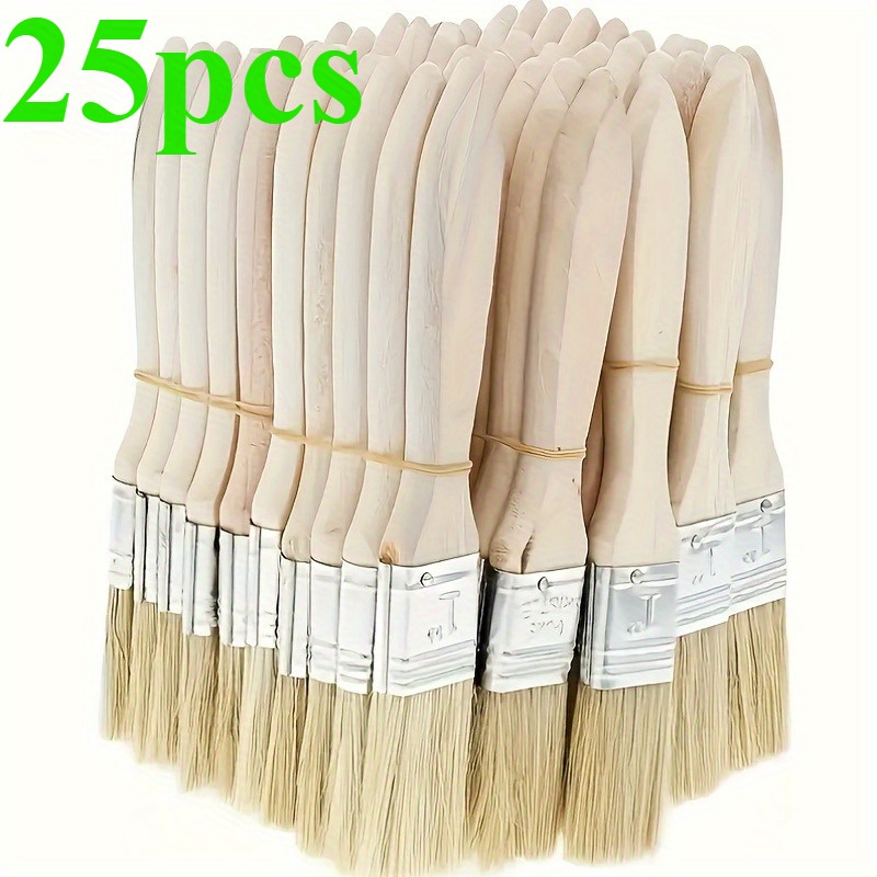 E-shop 15/25 Stück Multifunktions-Pinselset mit Holzgriff, 1 Zoll – Ideal für großflächiges Malen, Kunst & Handwerk, Kleberauftrag Pinsel mit