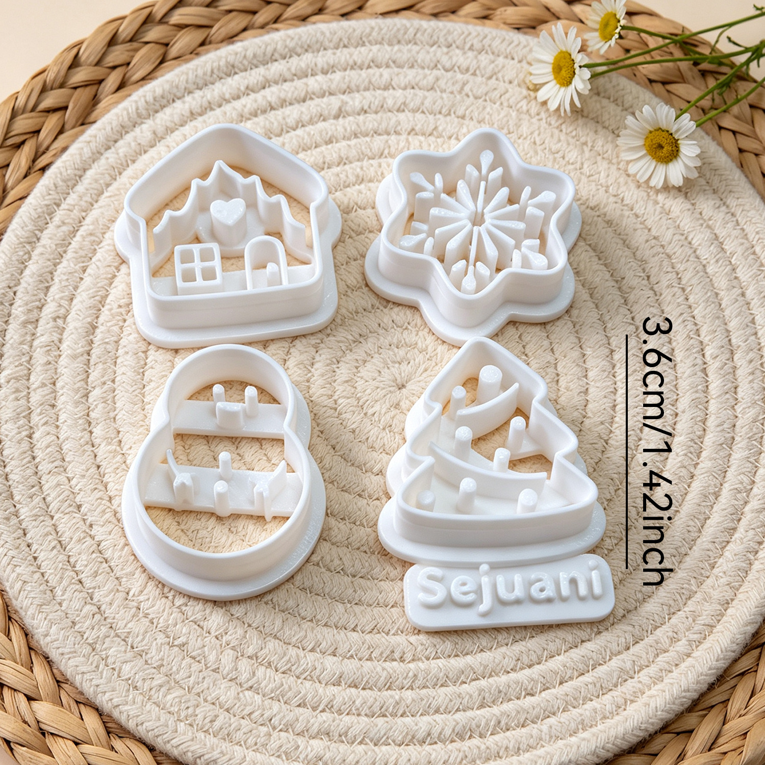 TEMU 5er-Set Weihnachts-Themen Polymer Clay Ausstecher, Schneemann Lebkuchenhaus geformte Tonformen, kreatives Design, geeignet für Anfänger, Bastel-