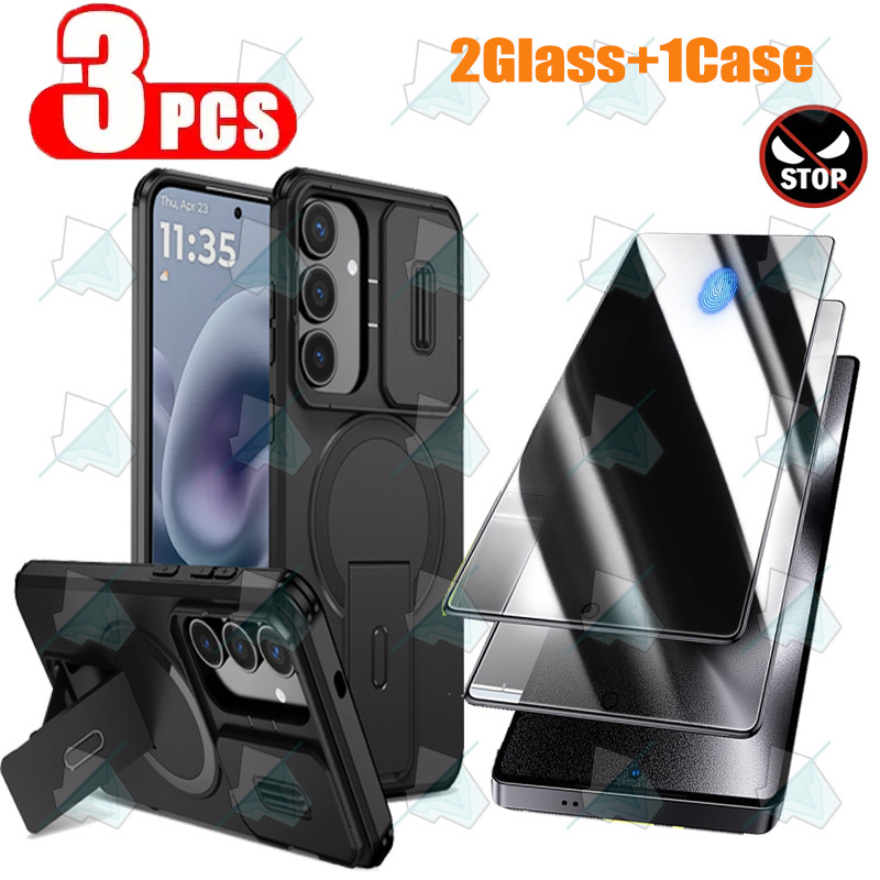TEMU Lot de 2 : Étui compatible avec for Samsung Galaxy S26/S25/S24 et protection d'écran confidentialité, étui blindé magnétique avec protection de