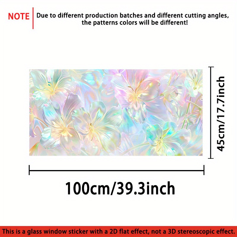 TEMU 1pc Vibrant Floral 2d Flat Effect Window Sticker - Pvc Static Cling Film For Home, Kitchen, Bathroom, Bedroom, Balcony & Party Decor - Privacy