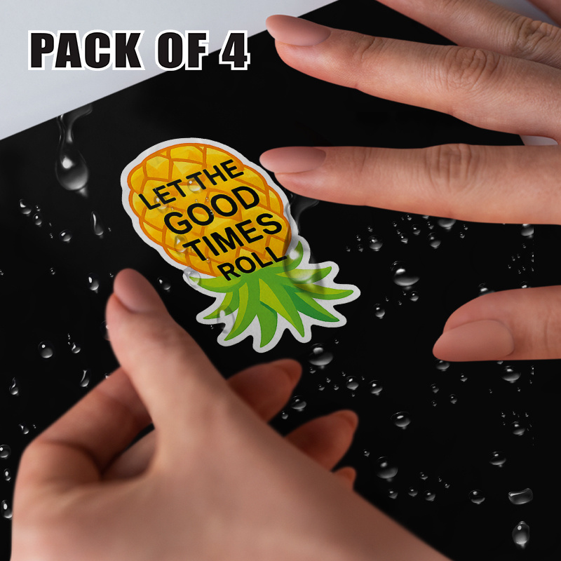 TEMU 1pc Or 4pcs Pineapple Magnets With Humorous Cartoon Design, Made Of Matte Vinyl And Self-adhesive. Ideal For Decorating Cruise Ship Doors,