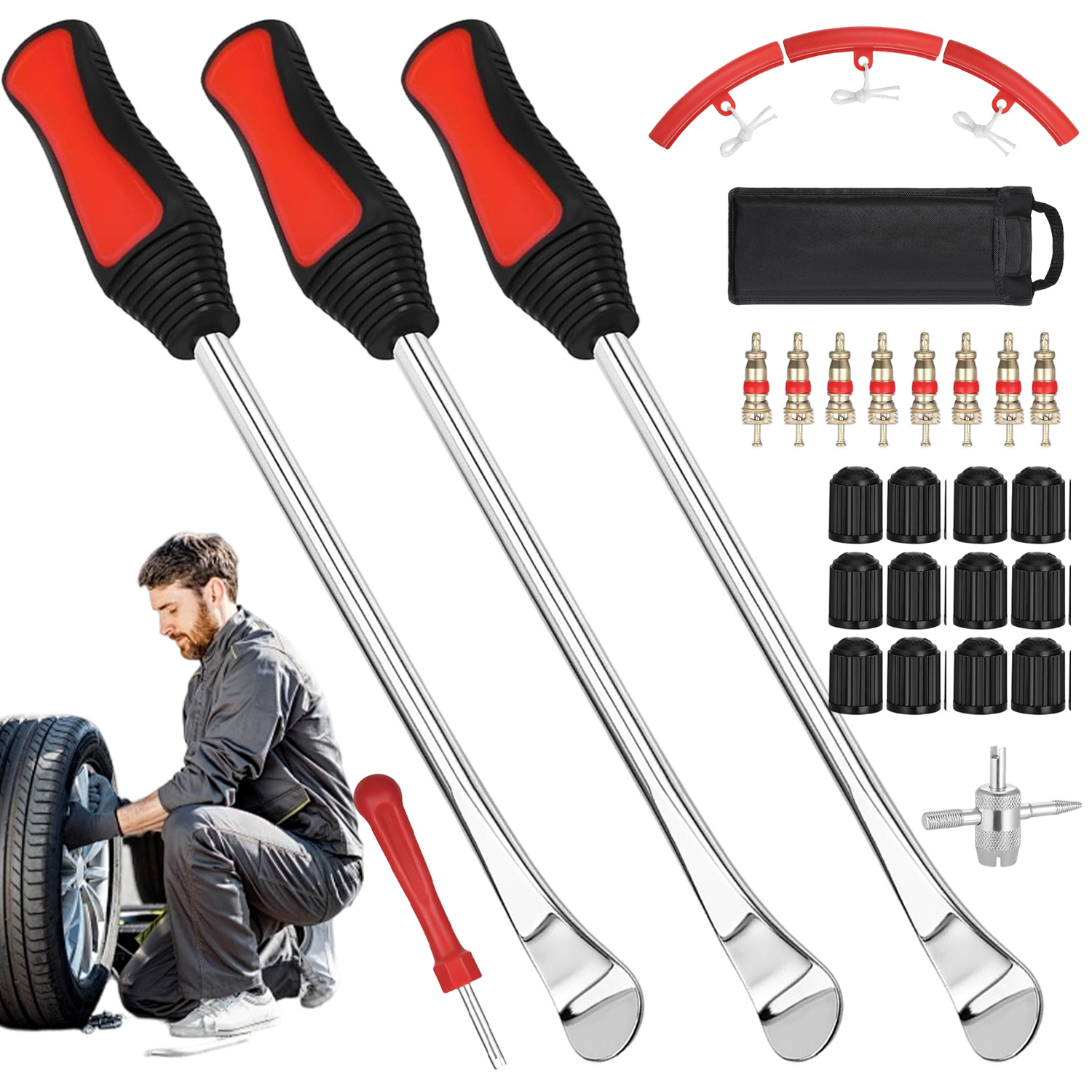 Image of 1set Motorcycle Tire Changing Tool Is Suitable For Motorcycles, Off-road Vehicles, Bicycles And Other Tire Types, And The Needs Of Daily Maintenance And Tire Changing Applications.