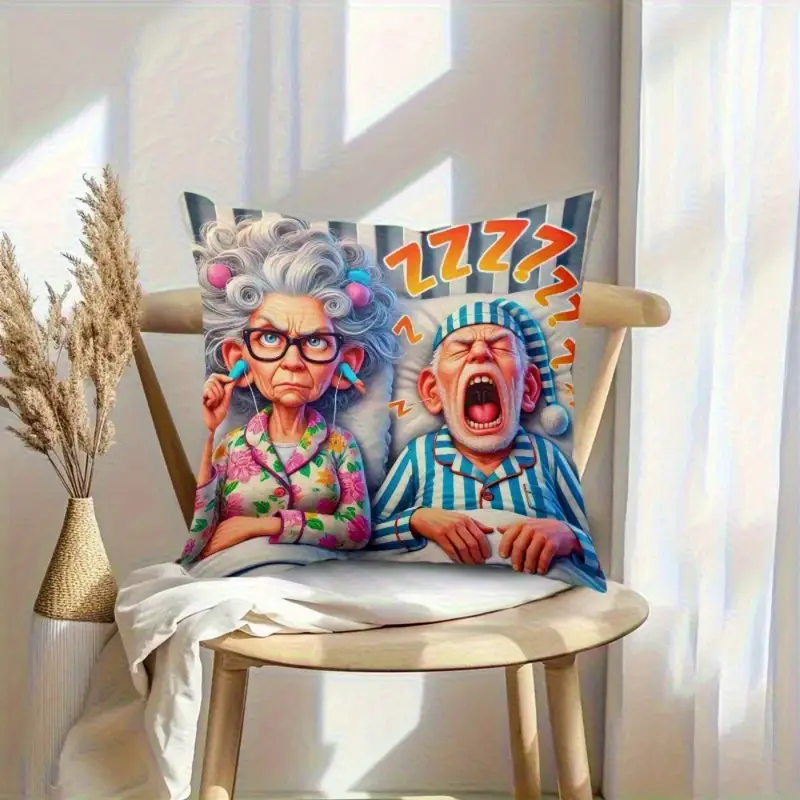 1pc funny sleeping couple pillowcase large 17 7x17 7in 44x44cm zip closure for bed sofa car machine washable polyester decor funny housewarming wedding gift for couples dorm living room decoration humorous design novelty pillow Product details 3