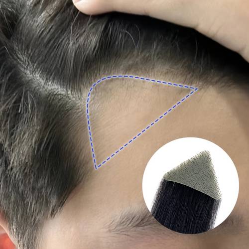 2pcs straight hair triangular hairpiece invisible pu 1 black fits light beige tones unisex hair loss solution unisex for hair loss