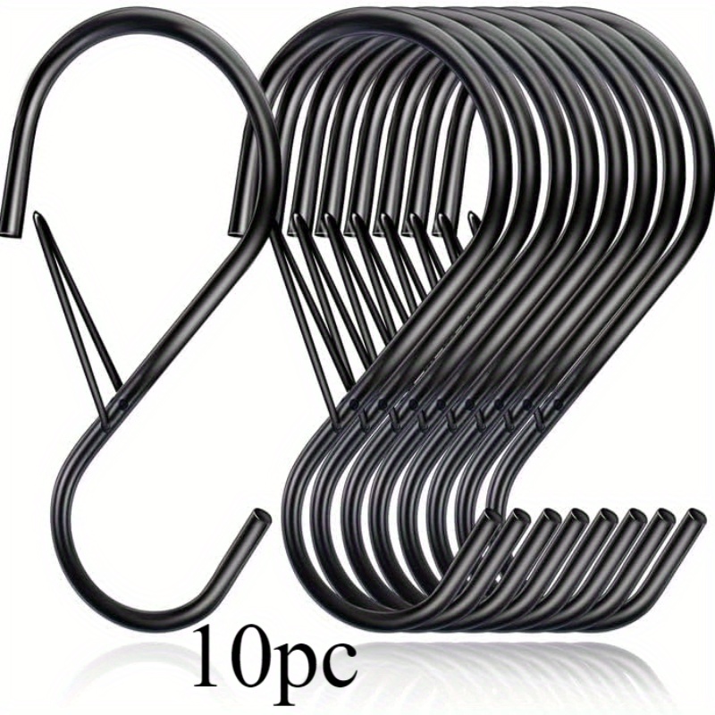 TEMU 10pcs -hook Hangers With Large Opening, Fits Most Rods - Heavy-duty Closet Hooks For Hanging Jeans, Clothes, Purses, Plants, Kitchen Pots, And