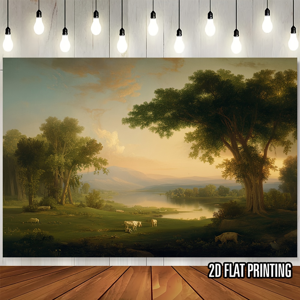 2d flat 2d flat 2d flat peel stick vintage landscape wall mural   green brown blue golden large sheet elegant   backdrop for party wedding decor peel stick wallpaper for events  