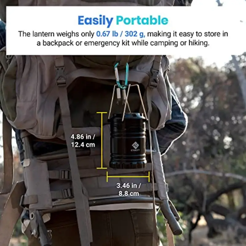 2 pack eticiency led flashlight & lantern - 395lm flashlight with usb charging, 30h , emergency power bank, compact & portable with hanging hook, usb-powered (batteries not included) for camping, power outages, indoor/outdoor use - ideal for home, survival, hurricane preparedness - ideal for adults & - durable led light with 30h , 395lm brightness, usb charging, multi-functional as lantern & power bank, for emergency & outdoor Product details 2