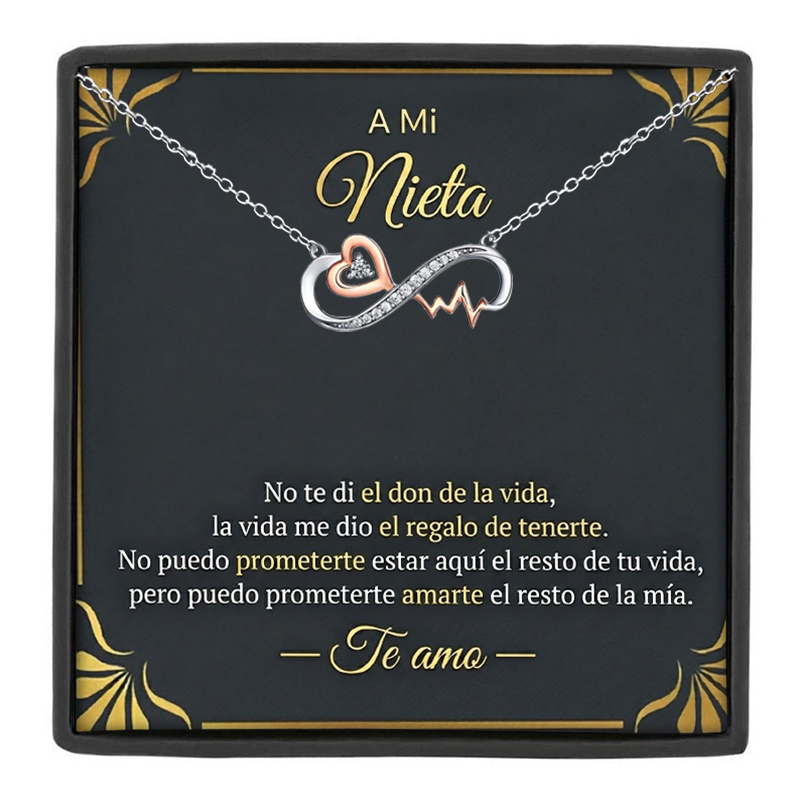 TEMU Collar de amor con de con incrustaciones de cobre y circonita sintética para , con tarjeta en español y de regalo, para /Navidad/aniversarios