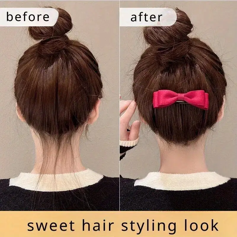 women s korean hair clip - elegant back of head bow tie, non-slip comb for updos, bangs, loose hair - wedding, party, everyday hairstyles - pastel colors (light blue, pink, red, white, black) - formal & casual events, hairstyle enhancer, decorative hairpiece, lightweight accessory, Product details 3