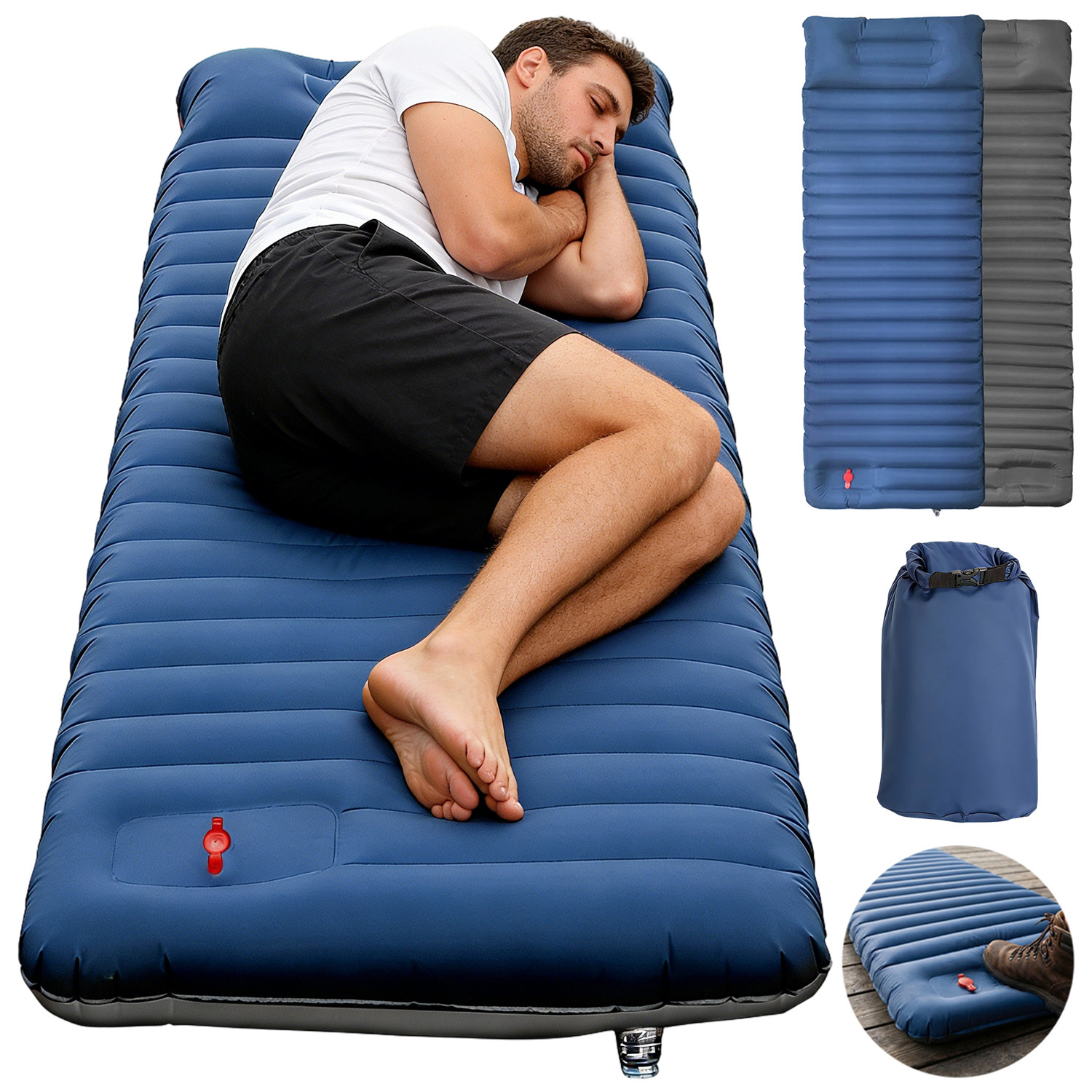Sleeping Pad, Ultralight Inflatable Sleeping Pad For Camping, Built-in Foot Pump With Carry Bag, Compact & Lightweight Camping Pad