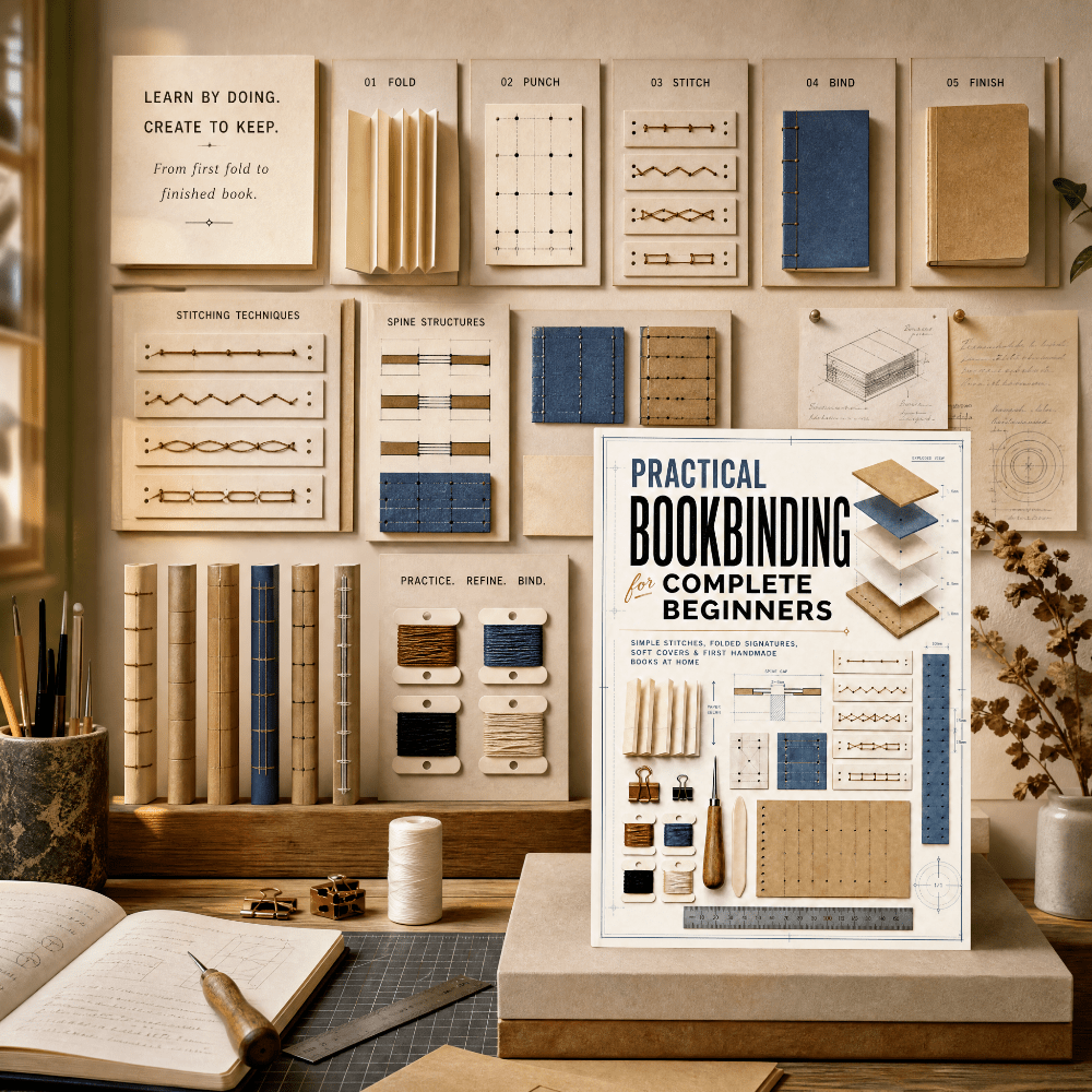 TEMU Practical Bookbinding For Complete Beginners Book: Foolproof Basic Stitch Systems, Aligned Folded Signatures, Soft Cover Builds, Home Minimal