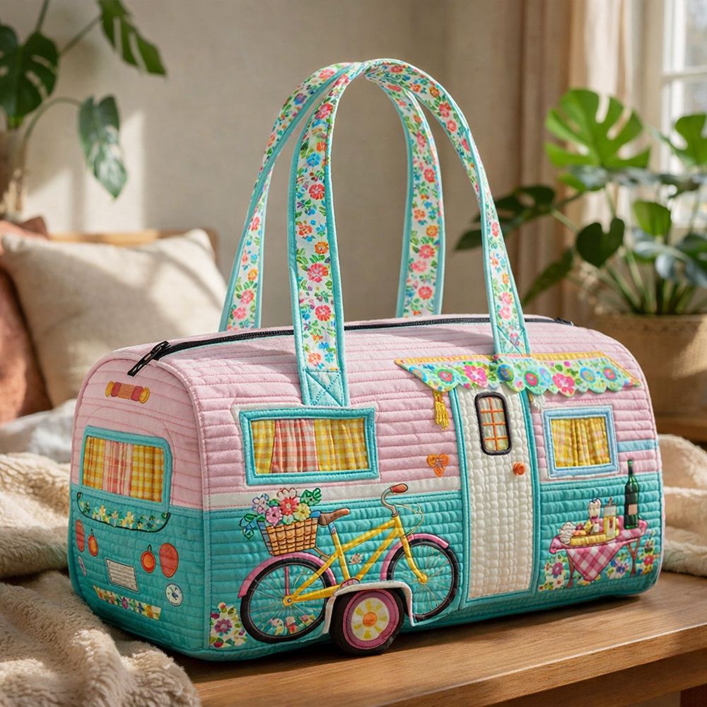 Quirky 3d Printed Tote Bag Travel Bag Gym Bag Beach Bag 3d Trailer Bohemian Style Camping Mixed Color Casual