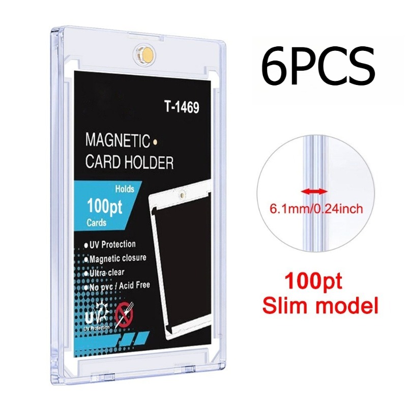 TEMU 100pt 6pcs (6-pack) Slotted Grading Cards & Thick Acrylic Card Bricks Suitable For Baseball, Basketball, Ice Hockey, Football - Professional