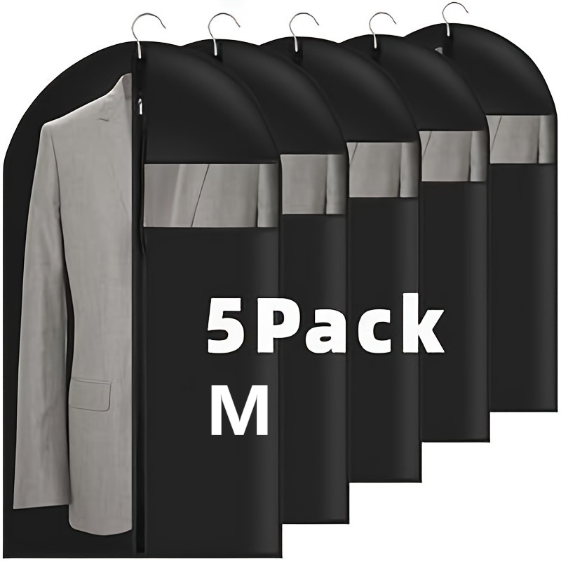 TEMU 5pcs Set Of Dust-proof Garment Bags, Wardrobe Space-saving Clothing Organizer, Clothing Protection Bags, Essential For Wedding Suit Storage,