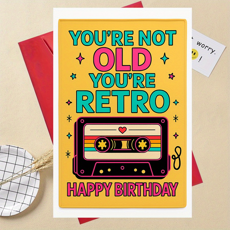 TEMU A Fun Vintage-style Birthday Card Featuring Music Themes, Perfect As A Unique Gift Idea For , Family, Or Coworkers
