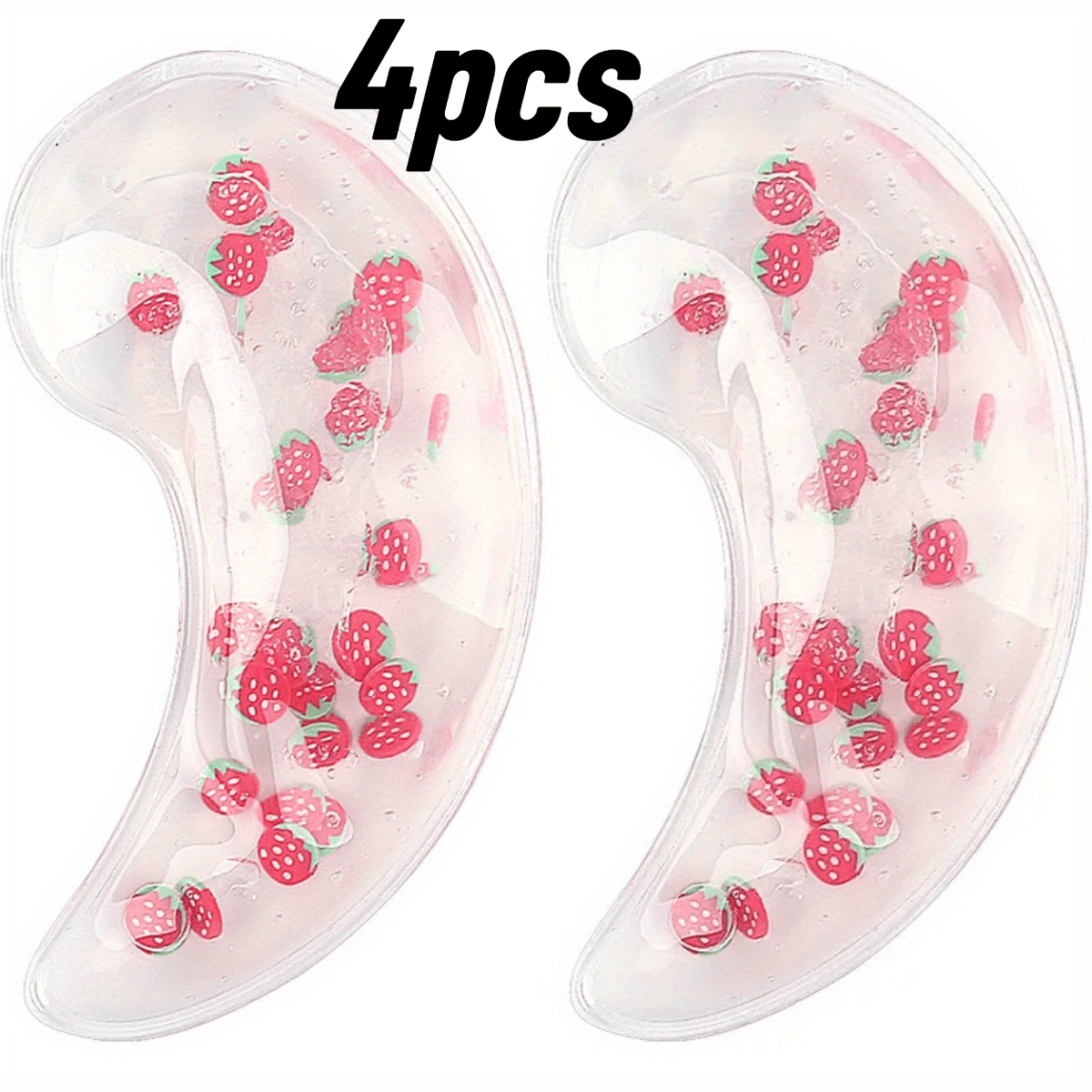 TEMU 4 pezzi Patch Fragola Casuale, Maschera Gel , Maschera Fredda, Impacco Freddo, Riutilizzabile, Facile da Trasportare, Paffutezza e Occhiaie, per