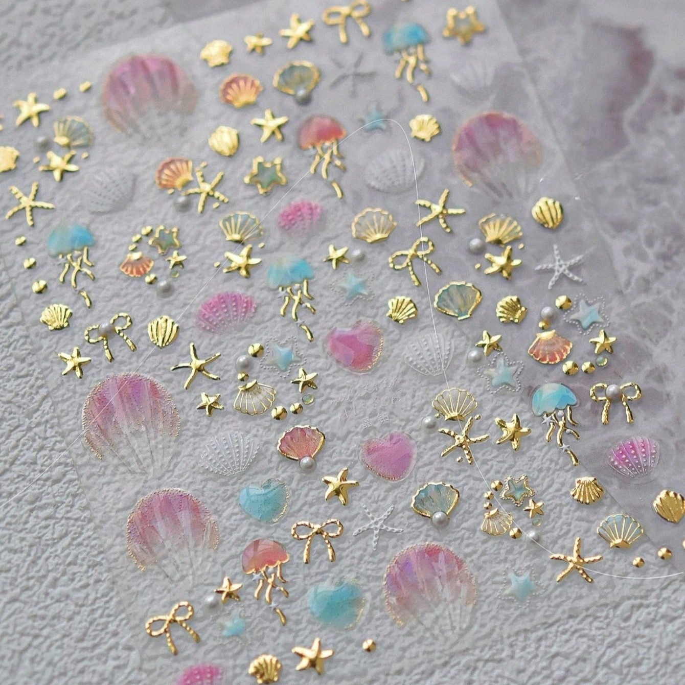 Image of 1pc 5d Nail Art Stickers Featuring Summer Beach Themes, , And Sparkling Stars For Soft Relief Decoration. Perfect For Manicure Decals, Nail Art Charms, And Nail Supplies For Press-on Nails