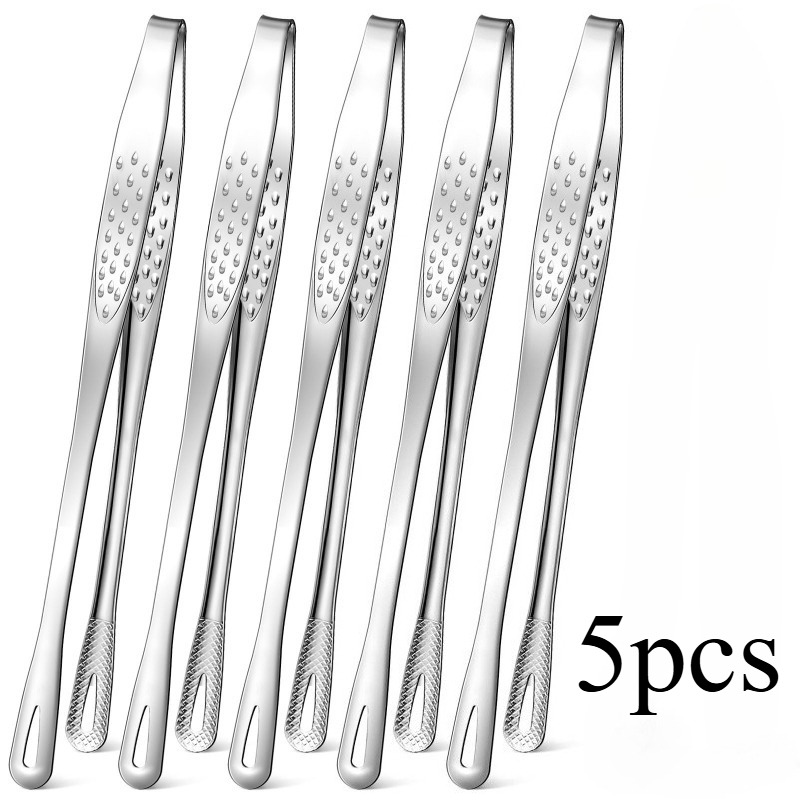 TEMU 5pcs Stainless Steel Korean Bbq Tongs Japanese Bbq Tongs Cooking Portable Kitchen Utensils Home Outdoor Steak